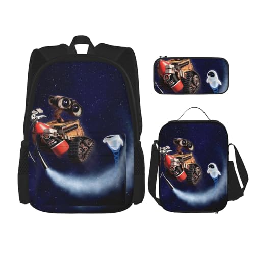 GTRHTYJ Travel Camping Work Backpack for Womens/Mens Gifts Classic Daypack Cartoon Anime Notebook Bags Set 3 Piece Backpack With Lunch Box Pen Case