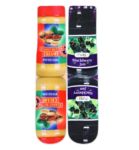 Benefeet Sox Mens Funny Crazy Socks Unisex Cool Funky 3D Print Food Patterned Calf Socks Boys Youth Novelty Athletic Tube Socks Peanut Butter and Jelly Gifts Socks, Peanut Butter and Jelly
