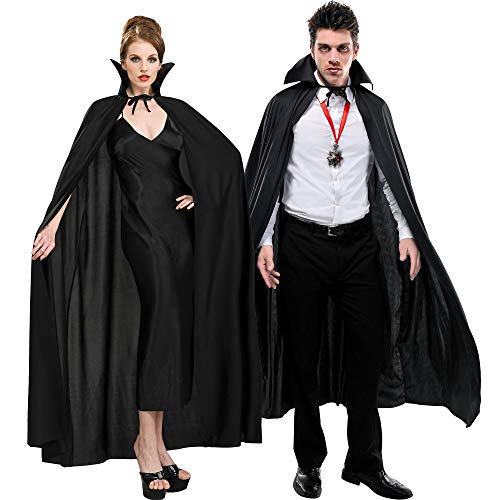 Full Length Black Cape Costume Accessory - Standard Size (Pack of 1) - Elegant, Mysterious Fabric Drape for Costumes & Occasions