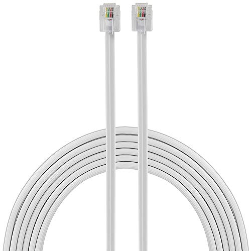 Power Gear Telephone Line Cord, 100 Feet, Phone Cord, Modular Jack Ends, Works for Phone, Modem or Fax Machine, for Use in Home or Office, White, 27638