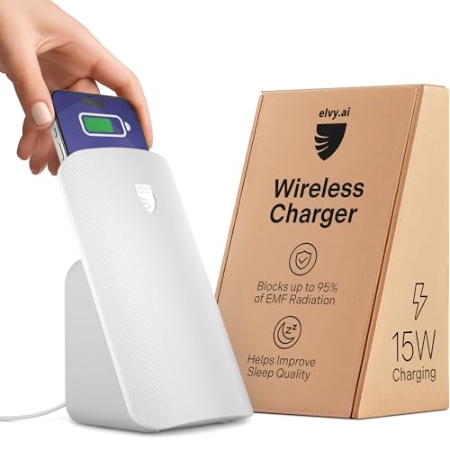 Elvy Advanced EMF Blocker for Cell Phone and Qi Wireless Charger: Sleep Aid Device with EMF Protection, Fast Charger with Radiation Blocker for Cell Phones, Lab: Ordos Tech,2023(Snow White)