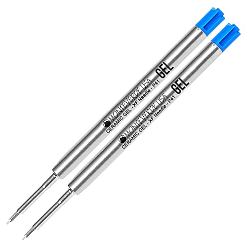 Lanier Combo Pack - 2 Pack - Monteverde Capless Ceramic Gel P41 Ink Refill Compatible with Most Parker Style Ballpoint Pens - Blue (Extra Fine 0.5mm)