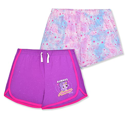 My Little Pony Pipp Girls’ Shorts 2 Pack for Little and Big Kids – Purple/White/Blue