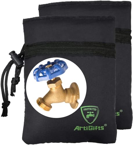 ArtiGifts Pro Outdoor Faucet Cover Socks for Winter Freeze Protection, 5.9' W x 7.7' H, Black, Set of 2