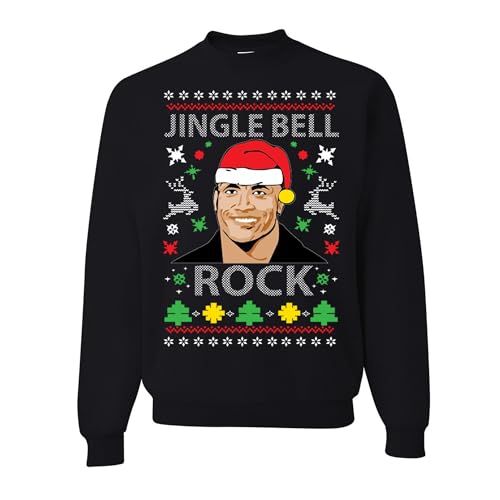 wild custom apparel Jingle Bell Rock Ugly Christmas Crewneck Sweatshirt, Black, X-Large