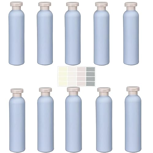 SEQLA71 Plastic Empty Squeeze Bottles with Flip Cap Reusable Leak-proof and Sealed Portable Travel Bottle Container for Face Cream, Lotion, Shampoo, Conditioner, Body wash (Blue 8.8oz 10Pcs)