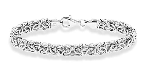 Miabella Italian 925 Sterling Silver Byzantine Bracelet for Women, Handmade in Italy (Length 7 Inches (Small))