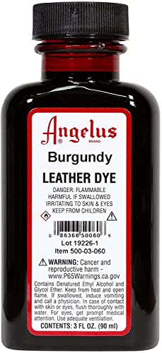 Angelus Leather Dye- Flexible Leather Dye for Shoes, Boots, Bags, Crafts, Furniture, & More- Burgundy- 3oz