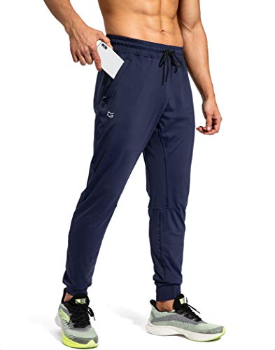 G Gradual Men's Sweatpants with Zipper Pockets Athletic Pants Traning Track Pants Joggers for Men Soccer, Running, Workout(Navy,XL)