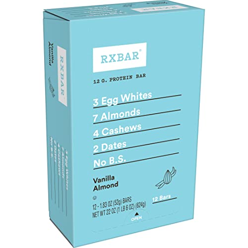 RXBAR Protein Bars, Protein Snack, Snack Bars, Vanilla Almond, 22oz Box (12 Bars)