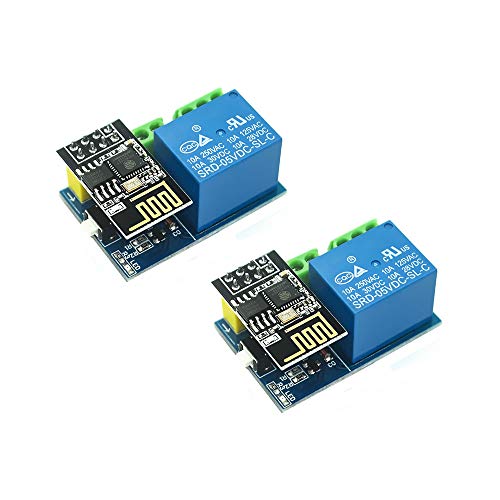 Acxico 2 pcs ESP8266 ESP-01S + 5V WiFi Relay Module Smart Home Remote Control Unlock Board