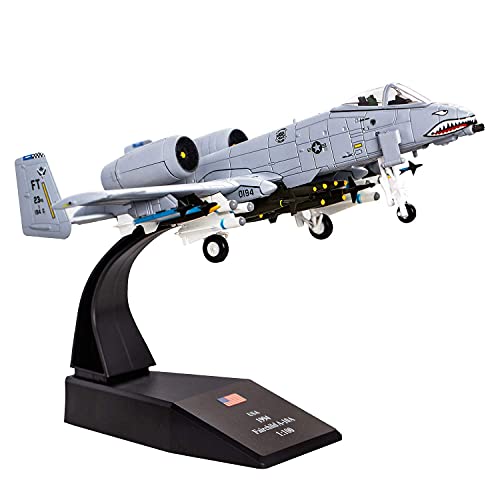 HANGHANG 1/100 A-10 Thunderbolt II Warthog Attack Plane（Painted Version） Metal Fighter Military Model Diecast Plane Model for Collection or Gift