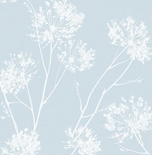 NextWall One O'Clocks Botanical Peel and Stick Wallpaper (Light Blue)