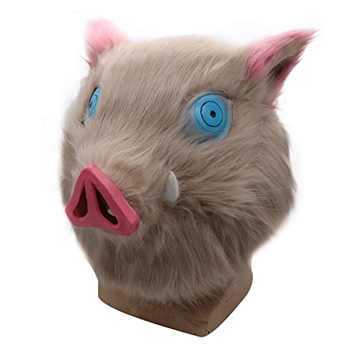 SV Anime Demon Slayer - Halloween Cosplay Hashibira Inosuke Mask Headgear Light Grey
