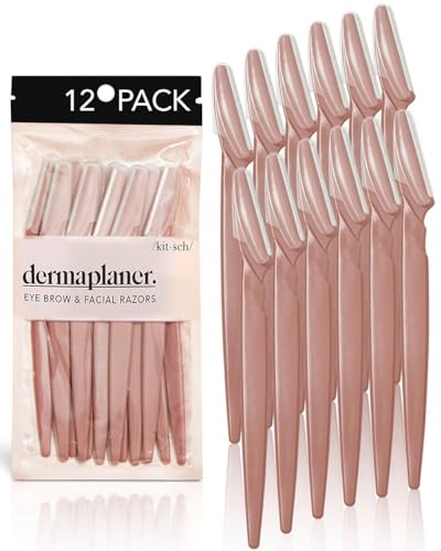 Kitsch Dermaplaning Tool - Face Razors for Women and Men, Eyebrow Trimmer & Face Shaver for Women, Facial Hair Removal for Women and Men, Dermaplane Razor for Women Face, 12 pc (Terracotta)