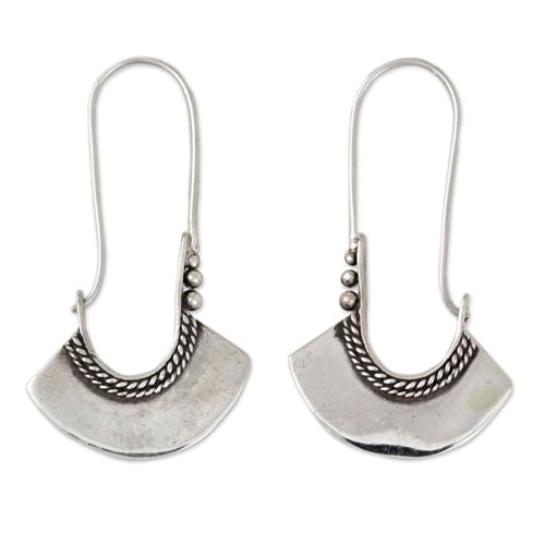 NOVICA Artisan Handcrafted Silver Hoop Earrings | Bell Design Hoop Earrings | .925 Sterling Silver Earrings | Silver Hoop Earrings Handmade | Hoop Earring Thailand | Bohemian Hollow Bell Themed