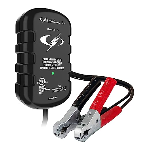 Schumacher SC1299 Fully Automatic Direct Wall-Plug Battery Maintainer - 800mAh, 12V - For Car, Motorcycle, Lawn Tractor, Power Sport, Marine Batteries