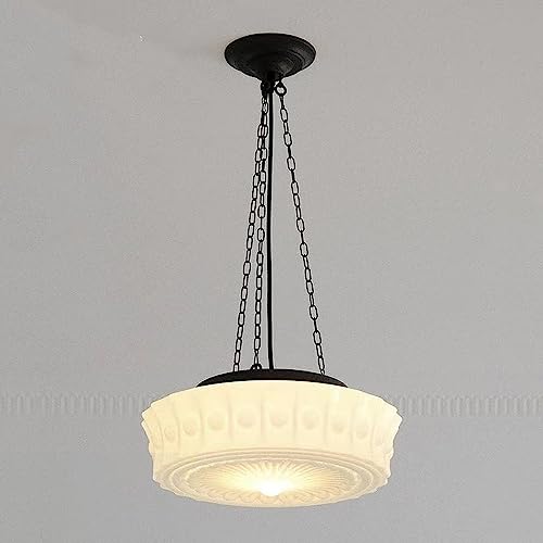 OQHAIR French Minimalist Glass Chandelier Retro Creative Wrought Iron Pendent Lamp Home Bedroom Bedside Restaurant Porch Suspended Chandelier LED Variable Light Indoor Lighting