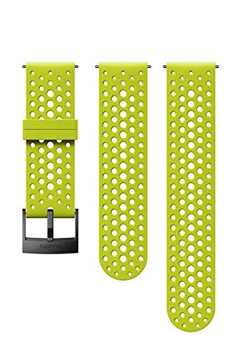 SUUNTO SS050226000 Suunto Watch Strap, 24mm, Silicone, S+M: 120-230 mm, Lime Black- Athletic, 24mm ; S+M (120-230 mm)