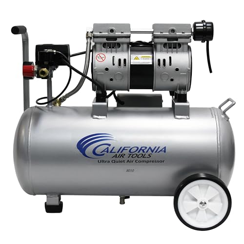 California Air Tools 8010 Steel Tank Air Compressor | Ultra Quiet, Oil-Free, 1.0 hp, 8 gal