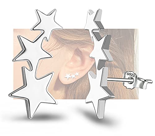 Sterling Silver Star Stud Hypoallergenic Stars Post Earrings for Girls Teens Women