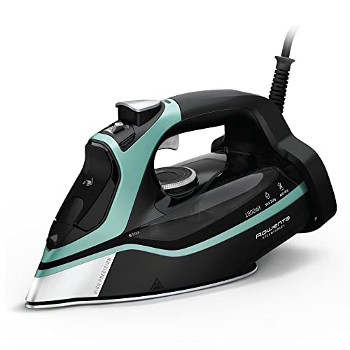 Rowenta, Iron, Steam Force Stainless Steel Soleplate Steam Iron for Clothes, 400 Microsteam Holes, 1800 Watts, Ironing, Teal Clothes Iron DW9440