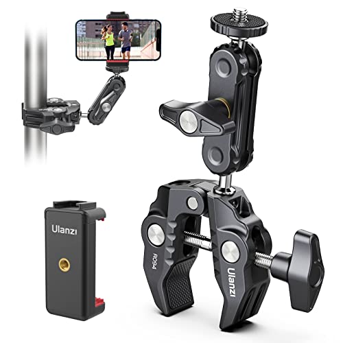 ULANZI Super Clamp Camera Clamp Mount Monitor 360° Ballhead Magic Arm Double Ball Head Adapter with 1/4'-20 & 3/8'-16 Thread ST-07 Phone Tripod Mount