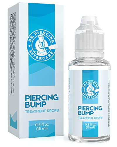 Dr. Piercing Aftercare Keloid Removal Drops – Non-Greasy Saline Solution Keloid Bump Removal for Piercings - Reduce Size & Appearance of Nose Piercing Bump, Treatment of Scars, Ear Lip Belly (15 mL)