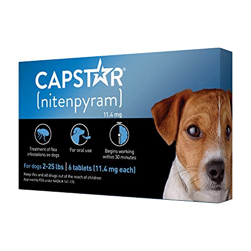 Capstar Fast-Acting Oral Flea Treatment for Dogs 2-25 lbs, Vet-Recommended Medication Tablets Start Killing in 30 Minutes, 6 Doses