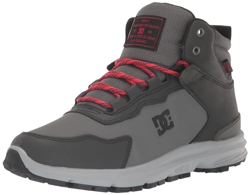 DC Men's Mutiny Water Resistant Winter Snow Boot Skate Shoe, Grey/Black/RED, 12