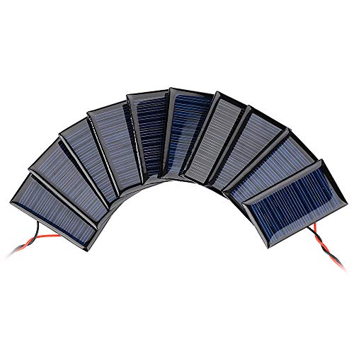 AOSHIKE 10Pcs 5V 30mA Mini Solar Panels for Solar Power Mini Solar Cells DIY Electric Toy Materials Photovoltaic Cells Solar DIY System Kits 2.08'x1.18'(5V 30mA 53mmx30mm)
