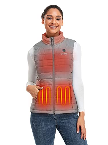 ORORO Women's Lightweight Heated Vest with Battery Pack (Silver Grey,M)