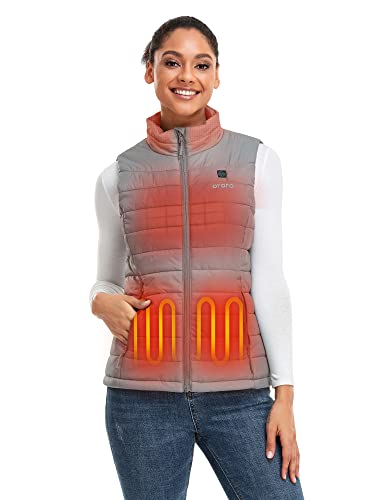ORORO Women's Lightweight Heated Vest with Battery Pack (Silver Grey,S)
