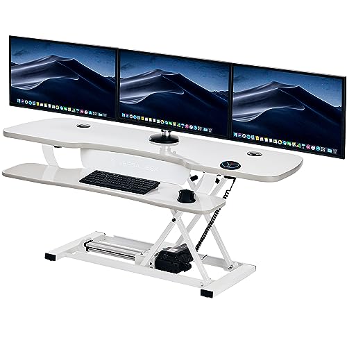 VERSADESK 48 Inch Extra Wide Standing Desk Converter, PowerPro Electric Height Adjustable Sit to Stand Desk Riser with Keyboard Tray, Build-in USB Charging Outlet, Hold 80 lbs, White