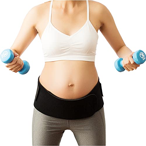 Baby Belly Band Sport Pregnancy Maternity Belt Abdominal Hip Back Support Black (Small 0-6 fits waist 30-40')