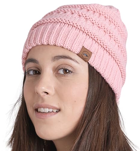 Tough Headwear Womens Winter Hat - Warm Chunky Cable Knit Beanies - Winter Beanie Hats for Women Cold Weather - Beanies Women Pink
