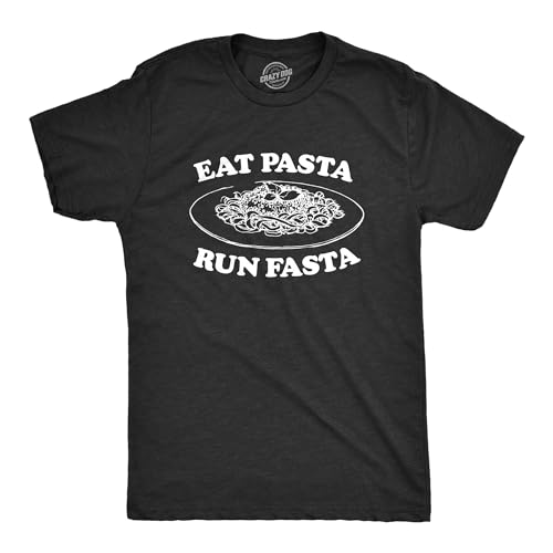 Mens Eat Pasta Run Fasta Tshirt Funny Workout Fitness Top Italian Pride Sayings Funny Mens Shirts for Exercise with Food Black L