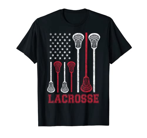 Lacrosse American Flag Lax Shirt Men Women Boys Girls Gifts T-Shirt