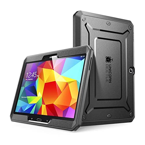 Samsung Galaxy Tab 4 10.1 Case, SUPCASE Heavy Duty Case for Galaxy Tab 4 10.1 Tablet with Built-in Screen Protector (Black/Black), Dual Layer Design + Impact Resistant Bumper