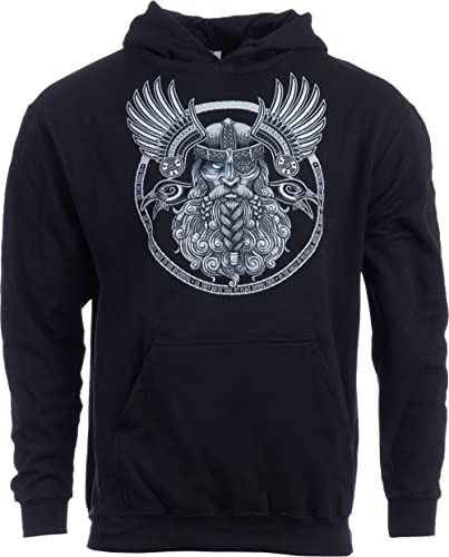 Ann Arbor T-shirt Co. Odin | Norse Mythology God Valkryie Valhalla Viking Raven Nordic Thor Hooded Sweatshirt Hoody - (Hoodie,2XL)