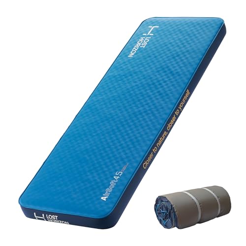 LOSTHORIZON 4.5” Thick Self Inflating Sleeping Pad with Solid Foam, Camping Mattress with Pump Sack, Portable Roll Up Bed, Inflatable Outdoor Mat for Rooftop Tent Car Truck Van, Cot