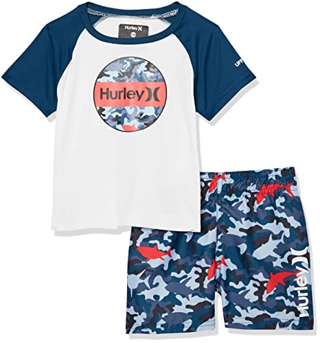 Hurley Boys Swim Suit 2-Piece Outfit Set, Blue/Sharkbait, 3T