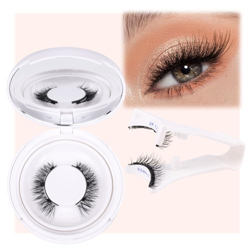 Magnetic Eyelashes Kit, Natural Cat Eye Lashes with Magnetic Lash Applicator Reusable Wispy Magnetic Lashes with Clear Band No Glue Needed by Newcally