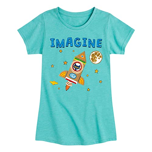 Pete The Cat - Imagine Space Rocket - Toddler and Youth Girls Short Sleeve Graphic T-Shirt - Size Small Turquoise