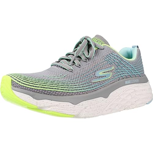 Skechers Women's MAX Cushioning Elite-Galaxy Burst Sneaker, Gray/Lime, 8.5