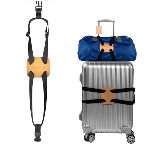 add a Bag Luggage Strap for suitcases，Luggage Bungee Strap，Adjustable Belt Bag Bungees with Buckles (Gold)