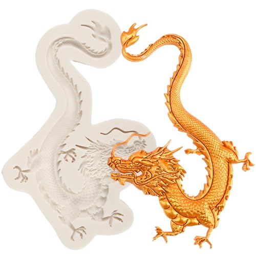 QDMOLDS Dragon Fondant Mold Chinese Zodiac Dragon Silicone Molds For Cake Decoration Cupcake Topper Chocolate Candy Polymer Clay Gum Paste