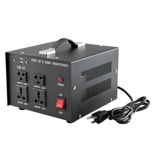 CO-Z Step Up & Down Transformer 2000W, PC & Appliances Uninterruptible Power Supply Outlet Accessory, 110V to 220V/220V to 110V Voltage Converter w 5V USB Outlets Ports, US, & Universal Sockets
