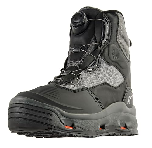 Korkers Men's Darkhorse w/Felt & Kling-On Soles FB4710, Black/Gunmetal, 11