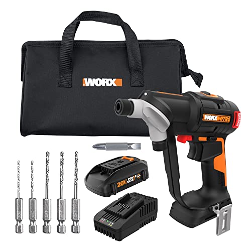 Worx Nitro 20V SwitchDriver 2.0, 2-in-1 Brushless Cordless Drill Driver, Drill Set Rotatable Dual 1/4' Chucks, Compact Cordless Drill with Digital Torque Setting WX177L – (Battery & Charger Included)